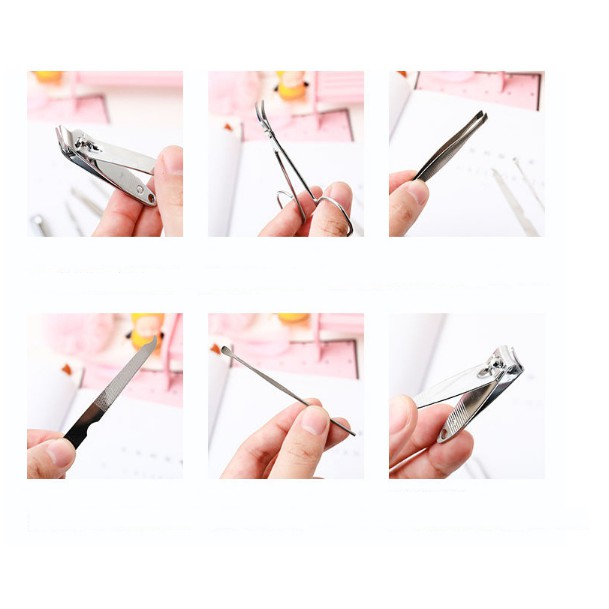 Bộ kềm bấm móng tay 7 món kèm hộp đựng bằng da mềm xinh xắn