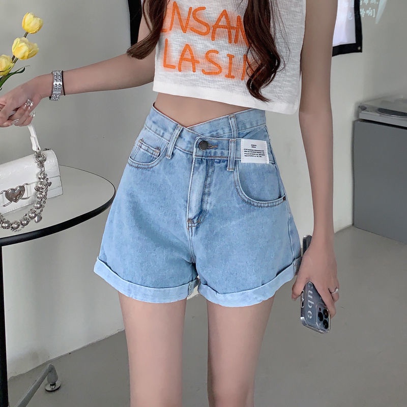 Quần Short Denim Nữ Lưng Cao Ống Rộng Phong Cách Mới