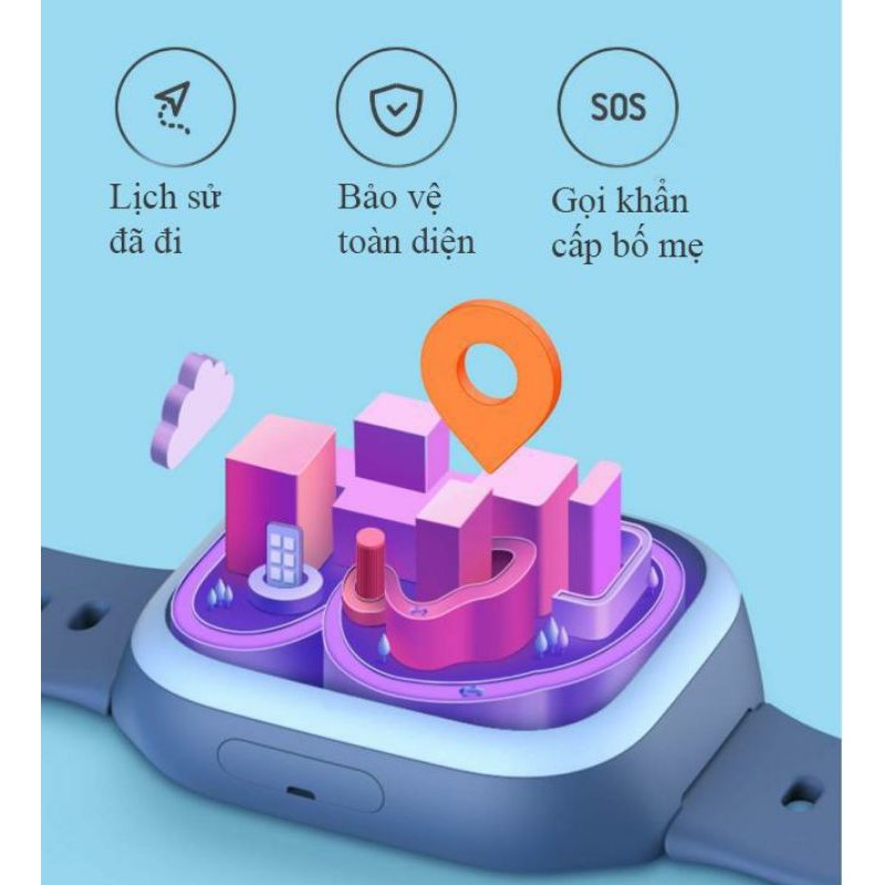 Đồng hồ định vị trẻ em xiaomi mitu 4c chống nước ipx7 có tiếng anh trên app