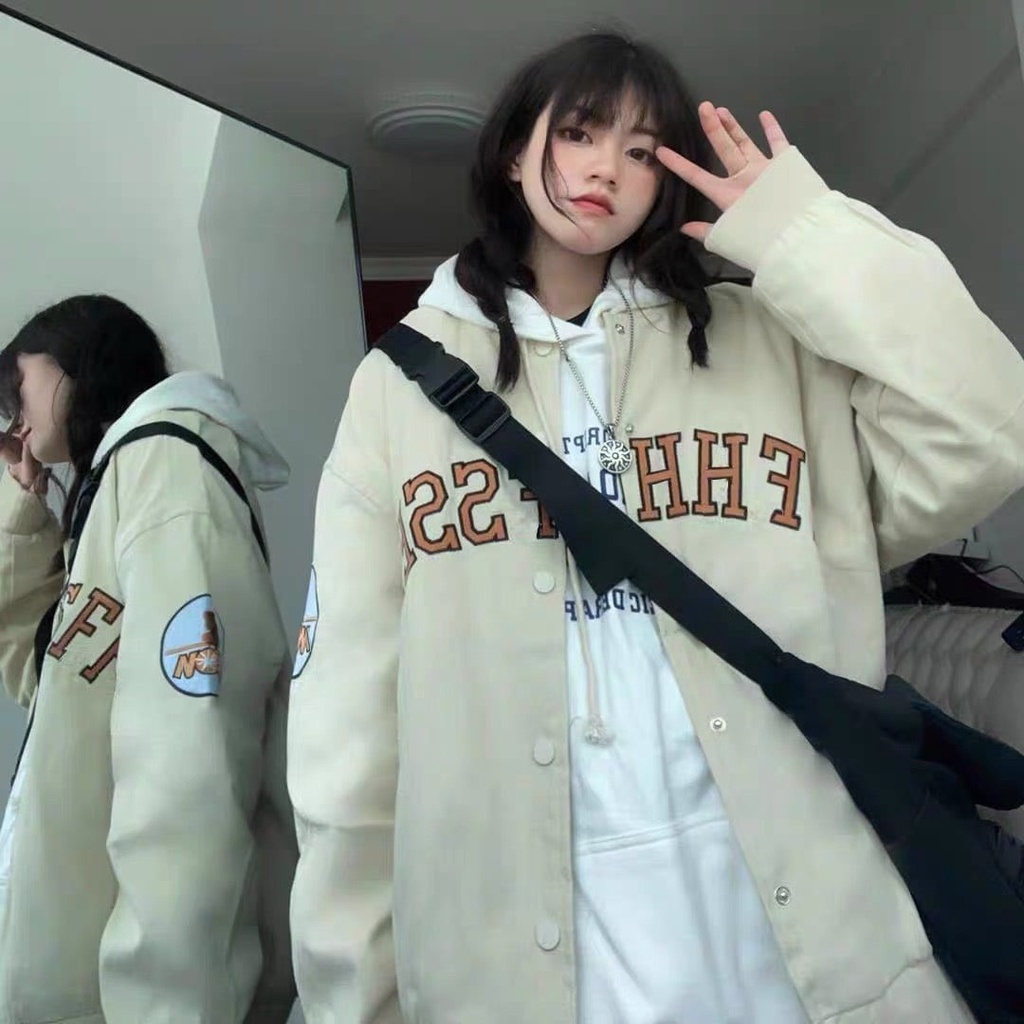 Khoác bomber kaki TENNESSEE Boin store áo bomber 2 lớp dày thêu from rộng cho cả nam và nữ unisex _ hình thật