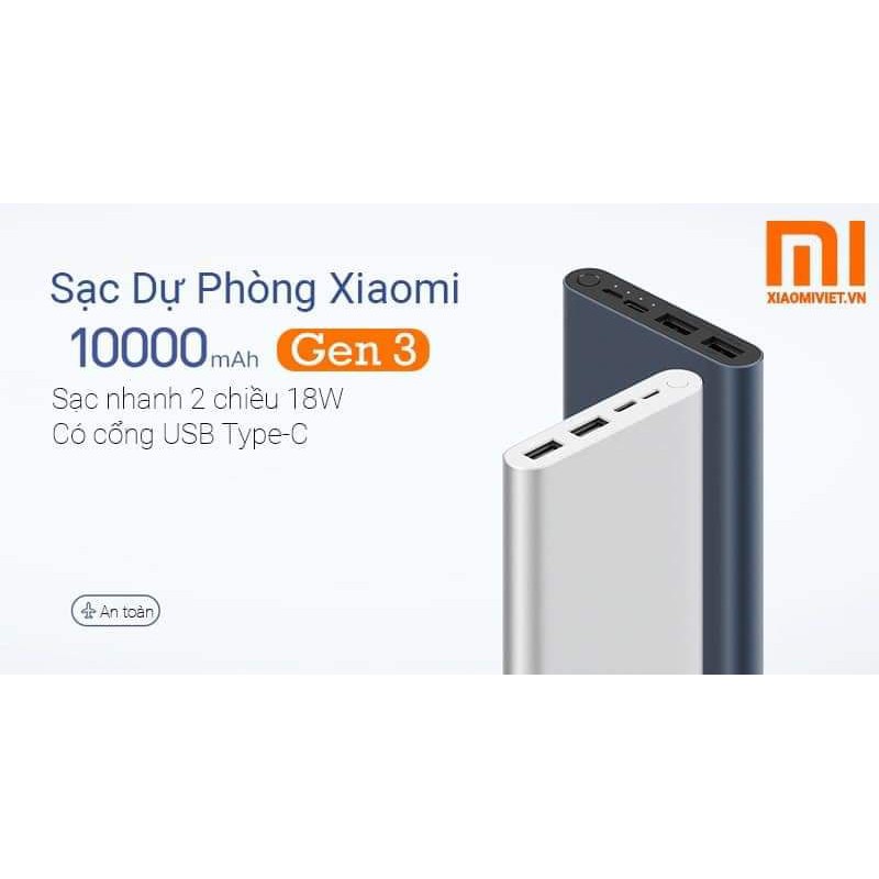 Pin sạc dự phòng Xiaomi Gen 3 10.000 mAh