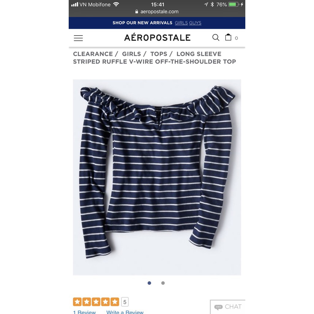 Áo thun tay dài trễ vai Aeropostale