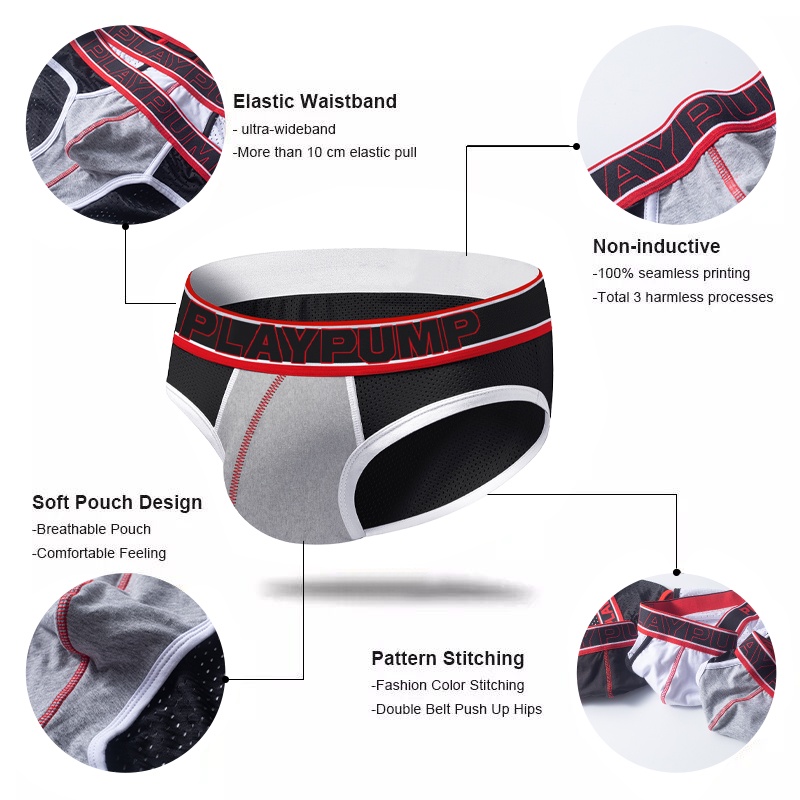 Set 3 quần lót nam dạng túi U mềm mại thoáng khí PLAYPUMP (3)P9104