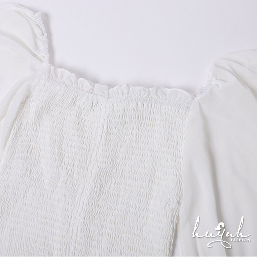 Váy body nhún dài tay, đầm body tay phồng đuôi cá cao cấp có ảnh thật - DNTD01