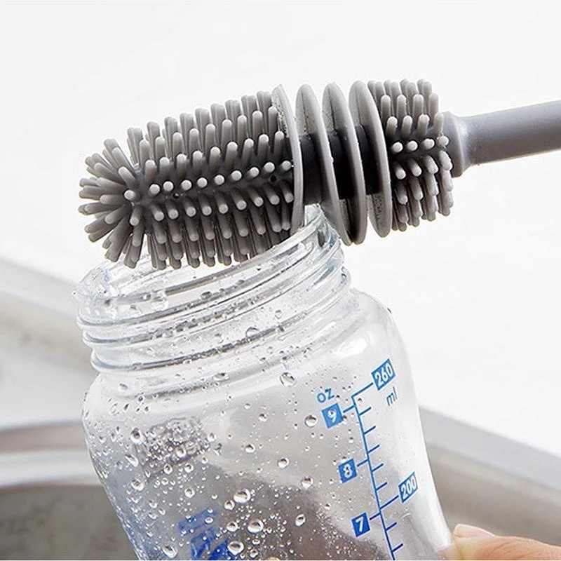 Bàn Chải Silicone Cán Dài Vệ Sinh Ly Cốc Tiện Dụng