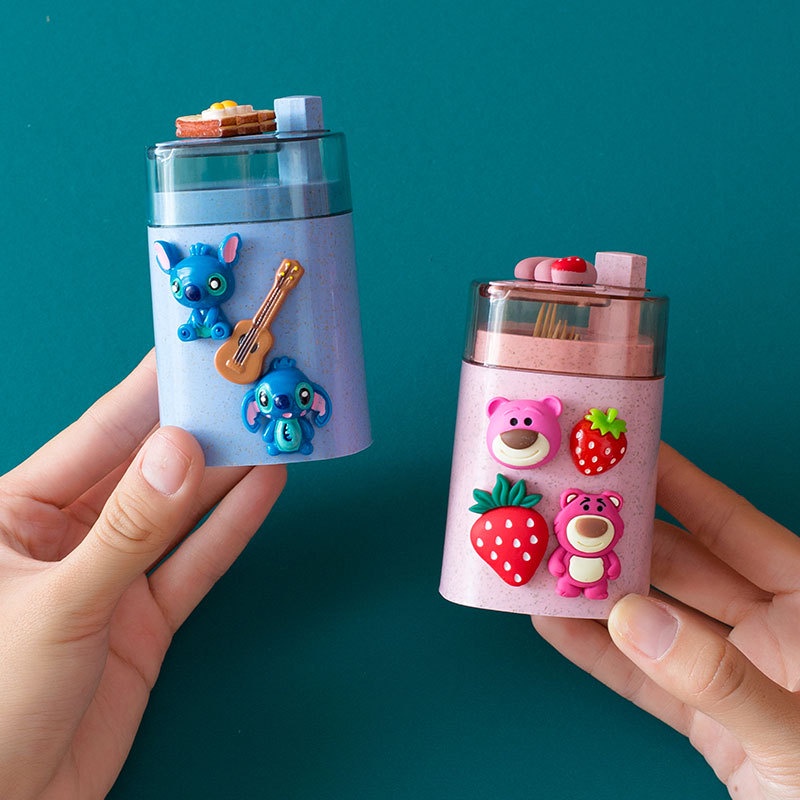 Hộp đựng tăm nhấn tự động họa tiết hoạt hình bằng nhựa PP cao cấp