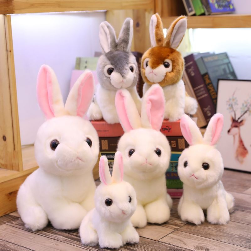 Dễ thương mô phỏng búp bê thỏ sang trọng đồ chơi trẻ em búp bê nhỏ thỏ trắng món quà sinh nhật trẻ em