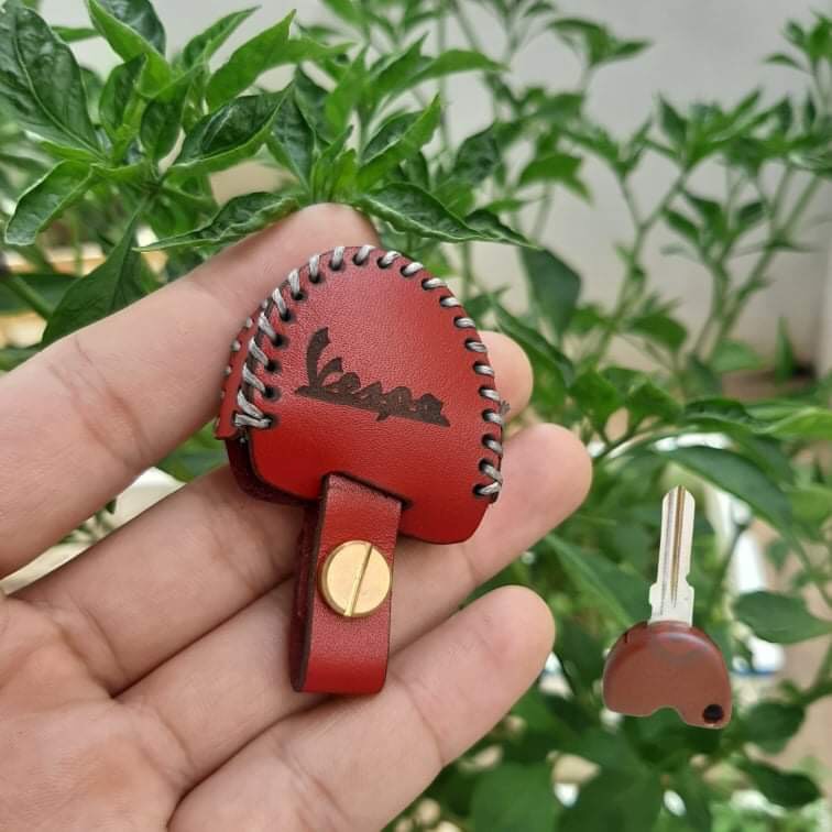 Bao Da Chìa Khóa xe máy  Vespa, remote tìm xe handmade da thật