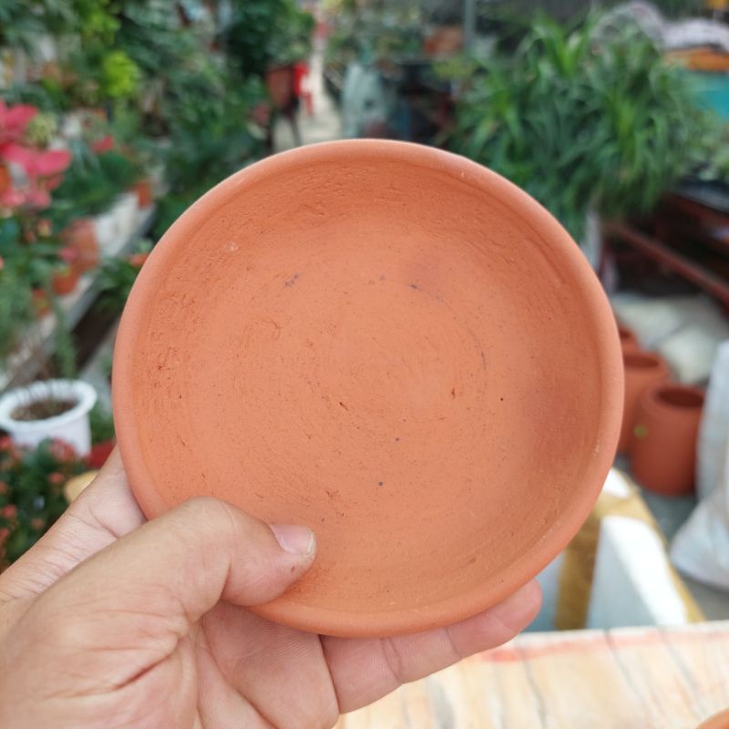 Chậu đất nung, Chậu sen đá - Dĩa lót chậu, miệng dĩa 12cm, đáy dĩa 9cm