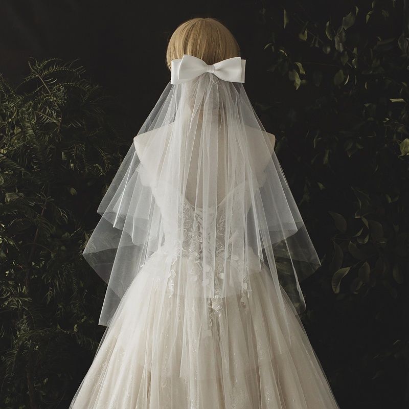 Mạng Lưới Lụa Hai Lớp Tua Rua Dáng Dài Phong Cách Mori Dùng Chụp Ảnh Cưới