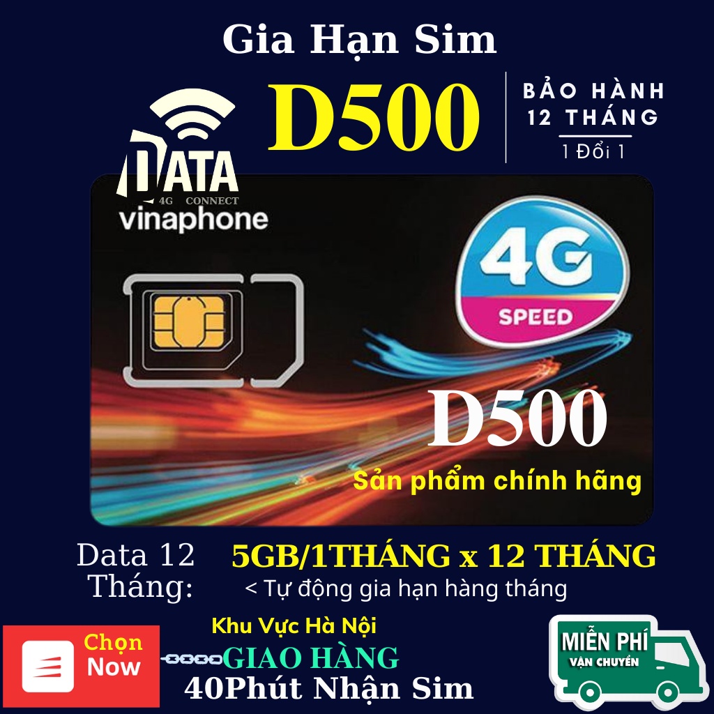 Sim Data Sử Dụng 1 Năm , Gói Cước VD89 , VD149 , U1500 , D500 , Fhappy , Bảo Hành 12 Tháng