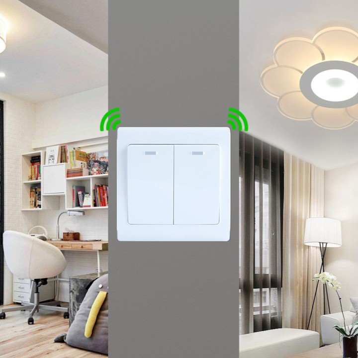 Bộ công tắc điều khiển từ xa 2 cổng  - công tắc dán tường - công tắc điện