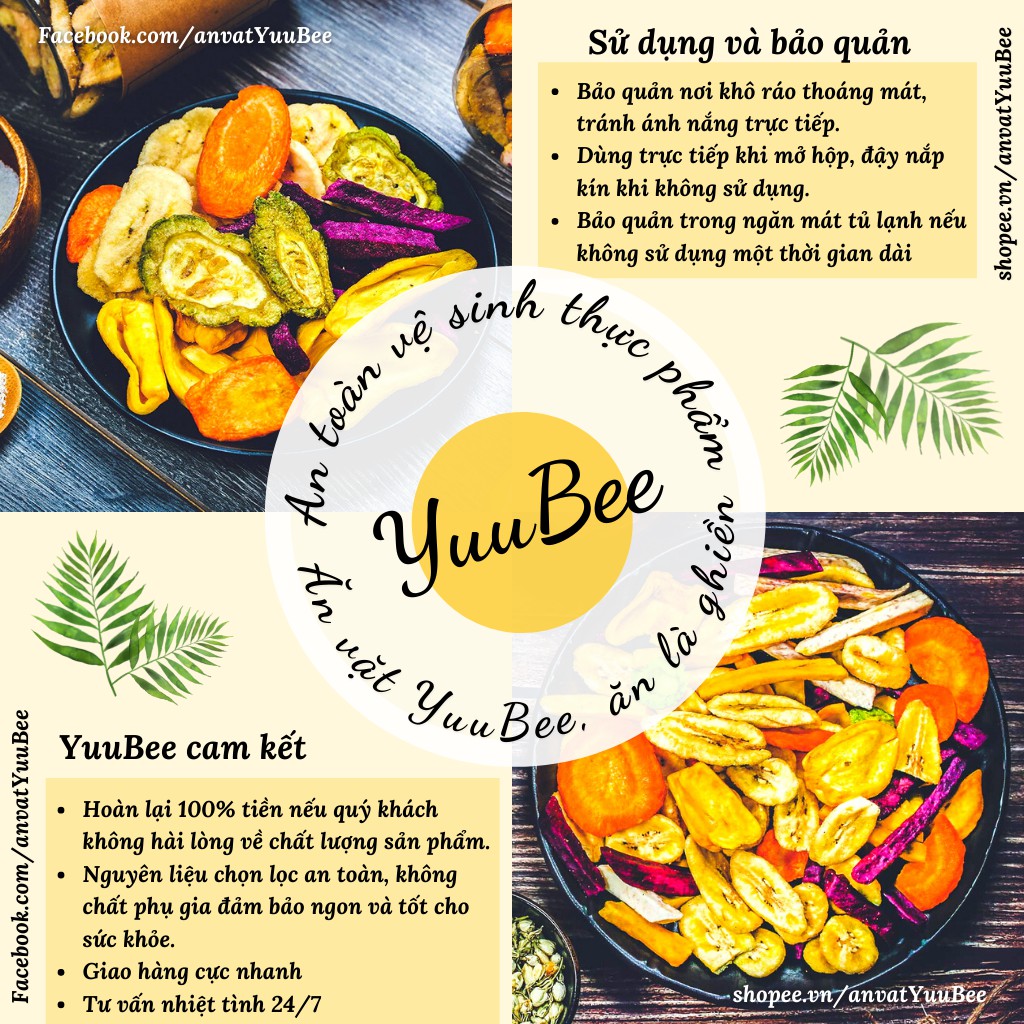 Trái cây sấy thập cẩm đà lạt (mít sấy, khoai lang sấy, chuối sấy,...) giòn rụm 270g YUUBEE - Đồ ăn vặt Việt Nam