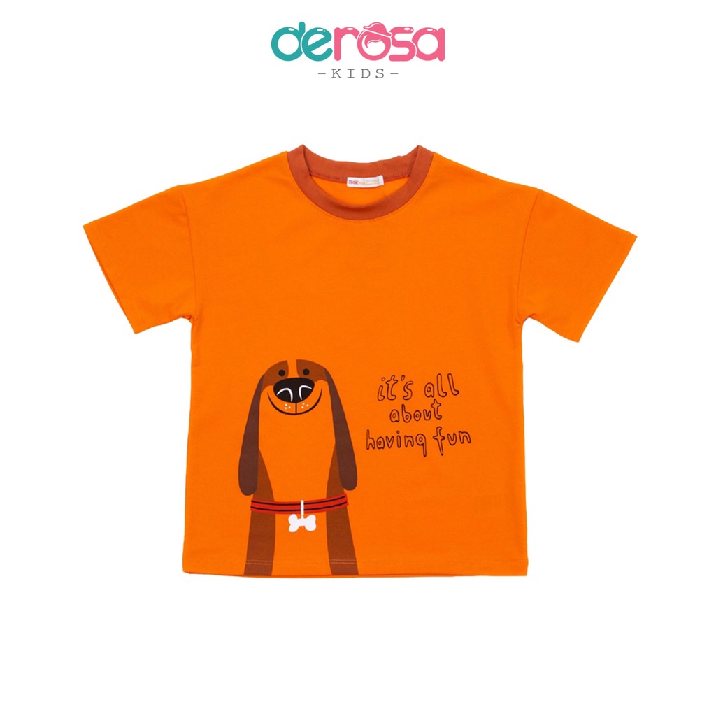Áo thun cotton cộc tay hè bé trai DEROSA KIDS cho bé 3 - 8 tuổi KD007-027