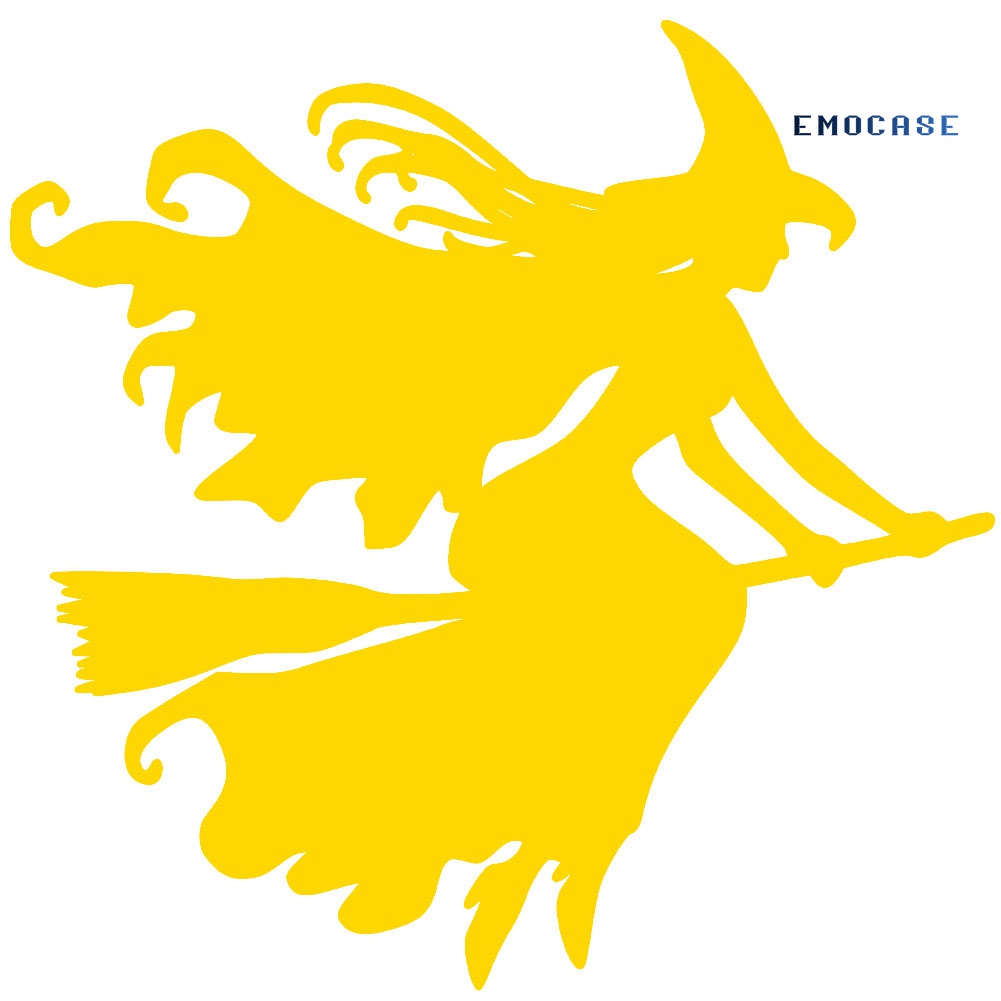 Sticker Phản Quang Họa Tiết NY-Witch on Broomstick Trang Trí Xe Hơi Phong Cách Halloween