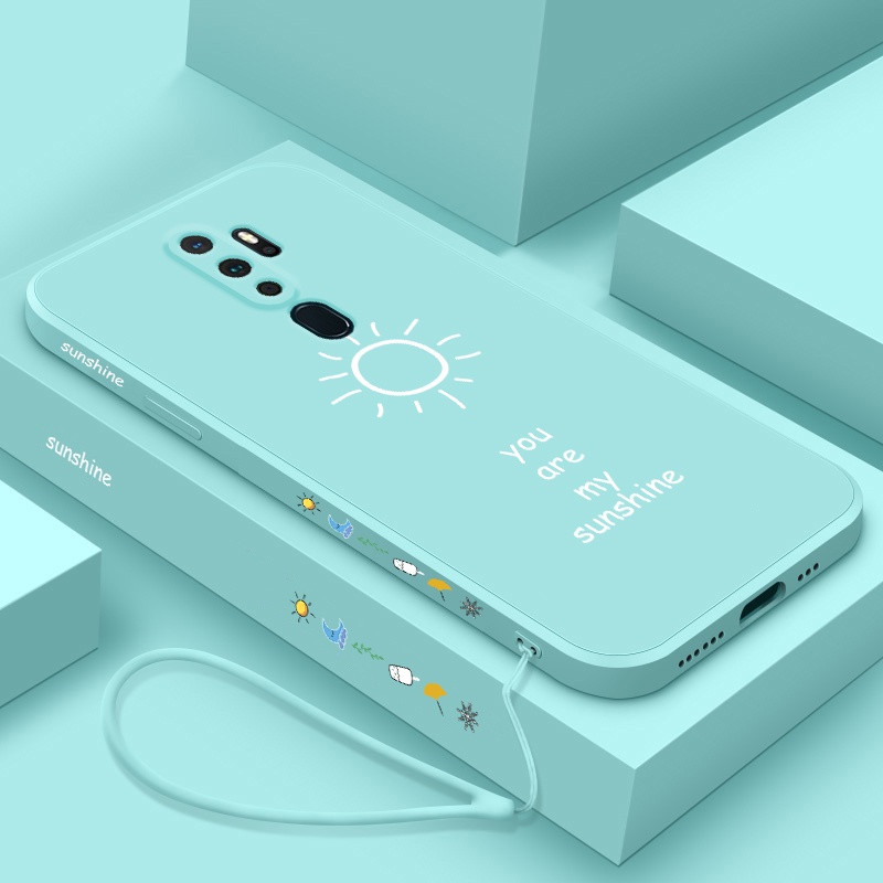 Ốp Điện Thoại Silicone Mềm Họa Tiết Mặt Trời Nhỏ Đơn Giản Có Dây Đeo Cho oppo A9 2020 A5 2020