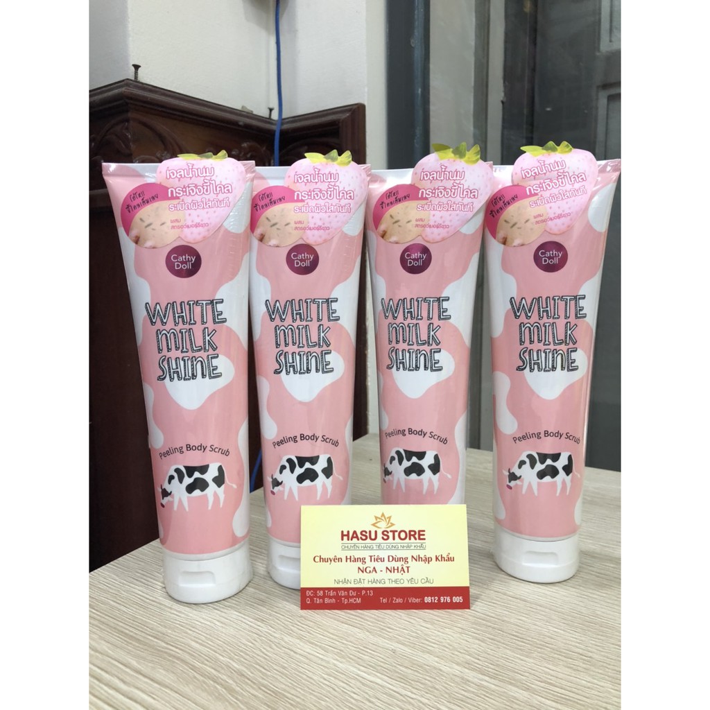 Tẩy Tế Bào Chết Toàn Thân Trắng Da Sữa Bò Cathy Doll 320ml