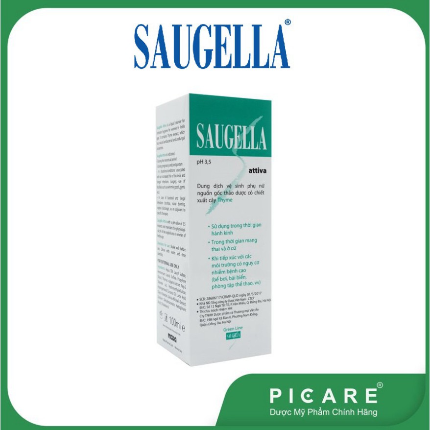 [CHÍNH HÃNG] Dung dịch vệ sinh phụ nữ Saugella Attiva Ý 100ml