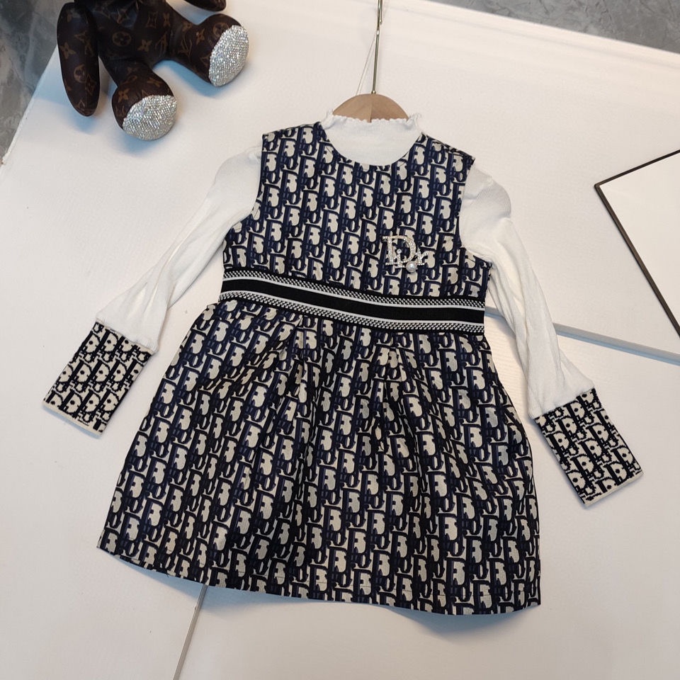 Không Có Nhãn Hiệu Trên Quần Áo1 Bộ Áo Tay Dài + Chân Váy Cotton Thời Trang Phương Tây Dành Cho Bé Gái