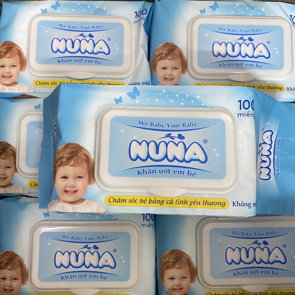 Khăn ướt 100 tờ không mùi Nuna