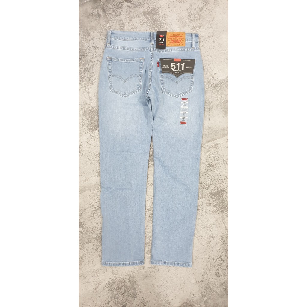 quần jean nam VNXK ống đứng le511 màu xanh sáng