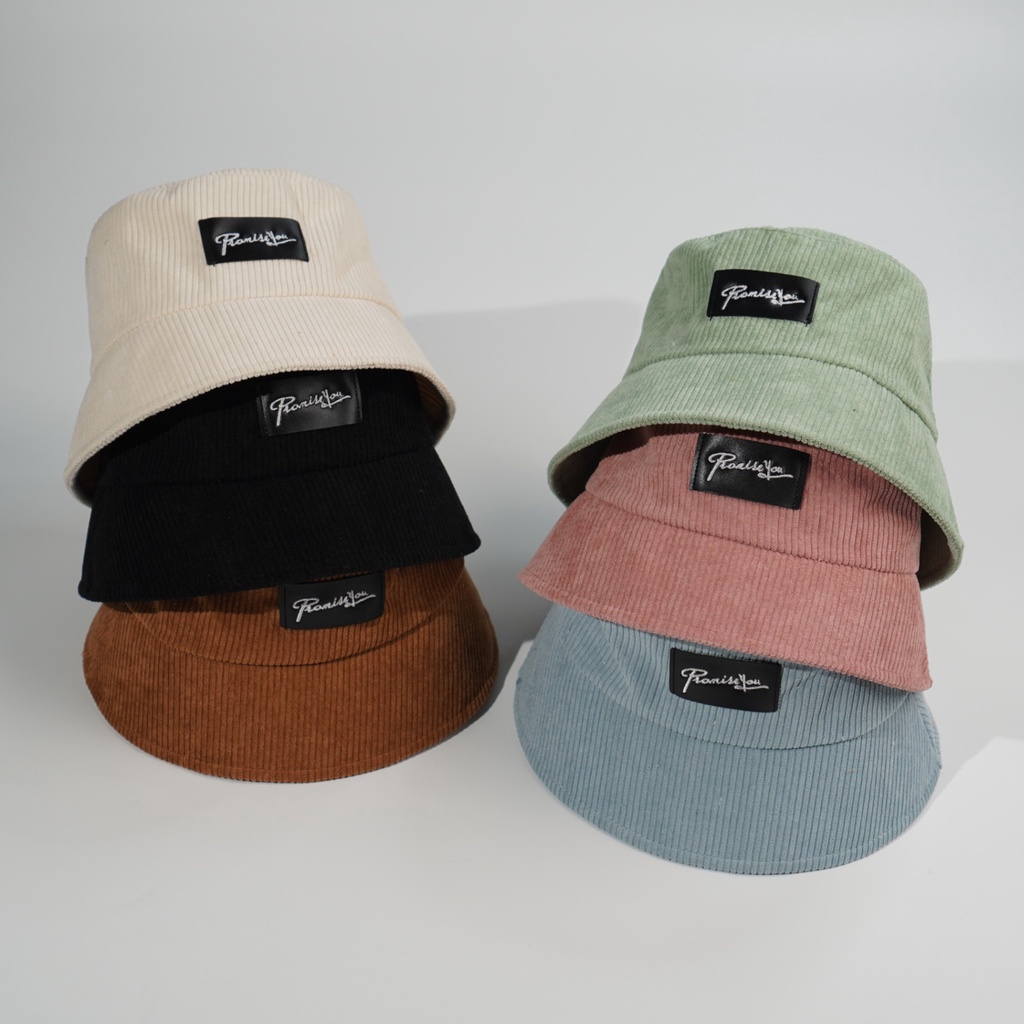 Mũ bucket vành cụp thêu PromissYou Nón tai bèo chất nhung tăm cao cấp thời trang form unisex nam nữ B09