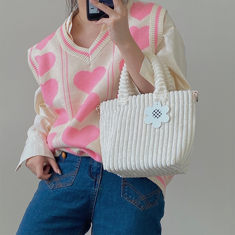 Túi xách nhung phối lông phong cách Hàn Quốc dễ thương thời trang 2021