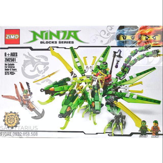 [Mã SKAMLTSM9 giảm 10% đơn 99K] LEGO ZIMO NINJAGO Phiên bản lắp ráp robot rồng ninja ( xanh lá ) - 373 mảnh