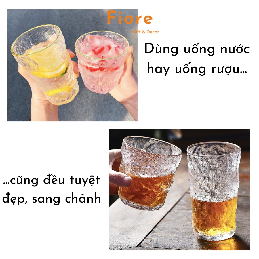 Ly thủy tinh, cốc thủy tinh pha lê mờ - 2 dáng cốc cao và thấp - dùng uống rượu và nước hoa quả