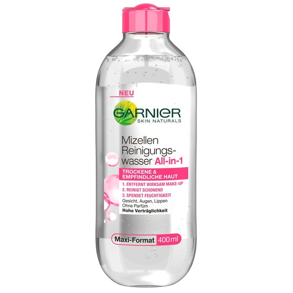 Nước tẩy trang Garnier SkinActive Mizellen Reinigungswasser All-in-1 400 ml màu hồng - ĐỨC
