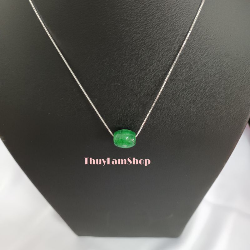 Vòng cổ dây chuyền bạc 925 vĩnh viễn bảo hành mix lu thống đá xanh đầu xuôi đuôi lọt