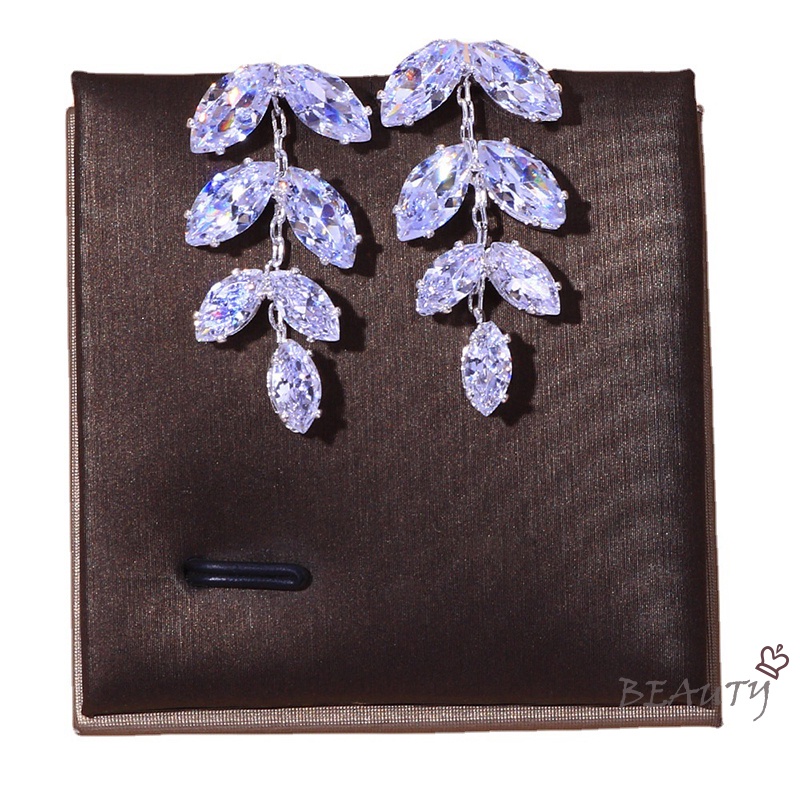 SevenMiss Bộ Vòng cổ + Bông Tai Tua Rua Đính Đá Zircon Sang Trọng Cho Cô Dâu