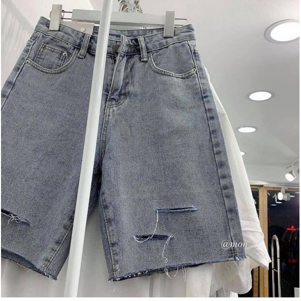Quần Jean Nữ Ngố Ống Rộng Short Chất Bò Lưng Cao ULZZANG QĐ010