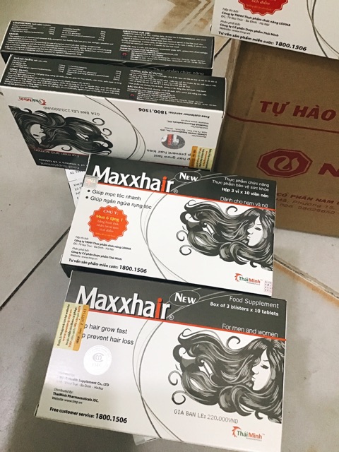 (6 tặng 1) Thực phẩm MAXXHAIR ngăn rụng tóc,kích thích tóc mọc nhanh.