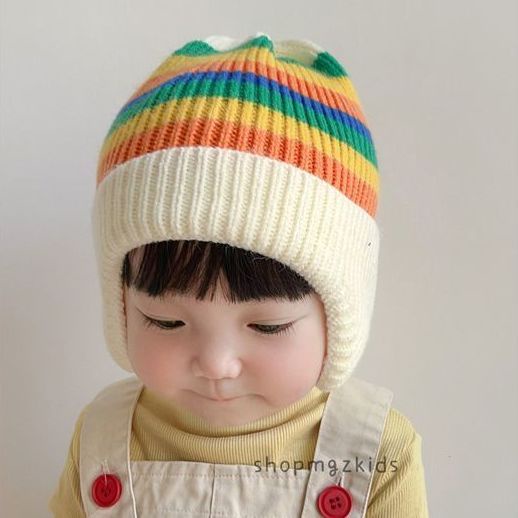 Mũ Len Trùm Tai Giữ Ấm Mùa Thu Đông Phong Cách Hàn Quốc Dễ Thương Cho Bé