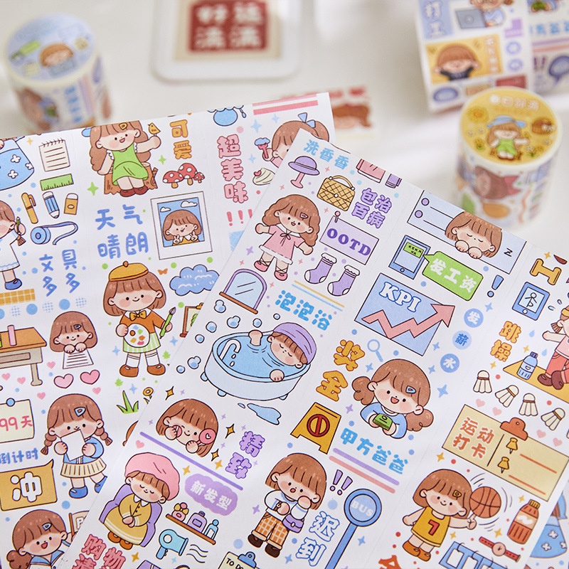 1 Cuộn Băng Dính Washi Họa Tiết Hoạt Hình Dễ Thương