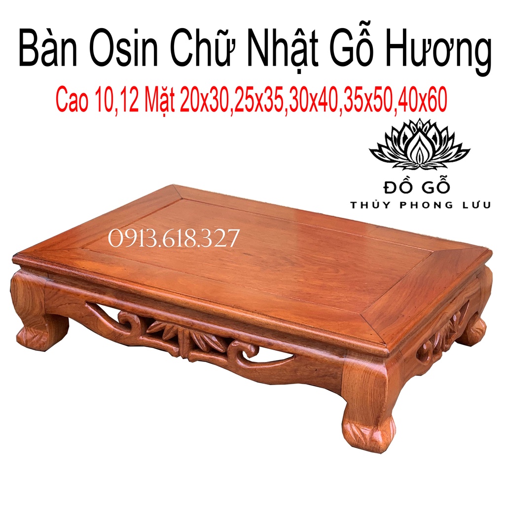 Bàn osin gỗ hương thích hợp làm bàn trà hoặc kê vật dụng thờ cúng cao 10,12cm