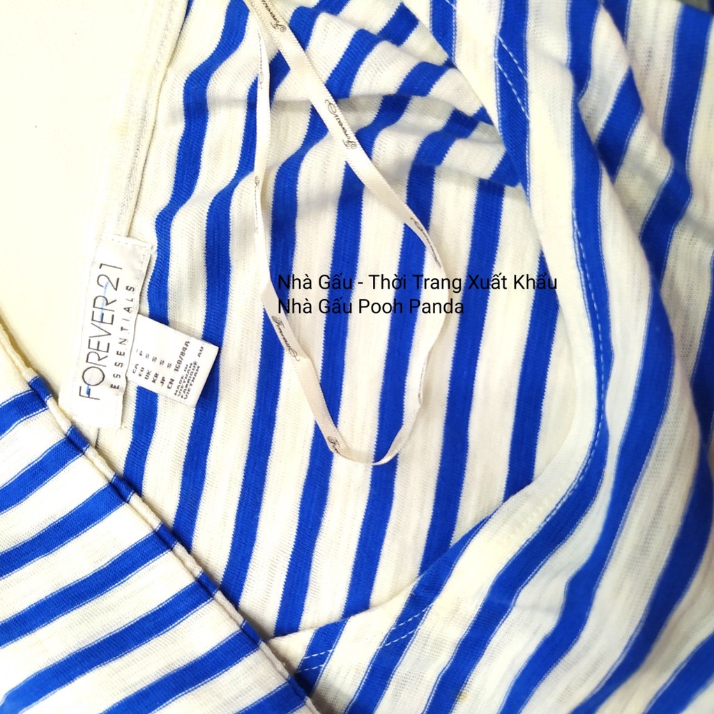 Áo thun tay dài F21 xanh sọc ngang 140822