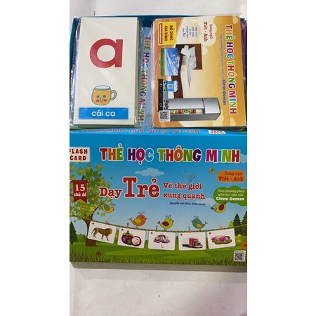 Bộ thẻ học thông minh flashcard 15 chủ đề song ngữ bộ thẻ GlennDoman dạy bé nhận biết cho bé từ 0-6 tuổi Binkids T05