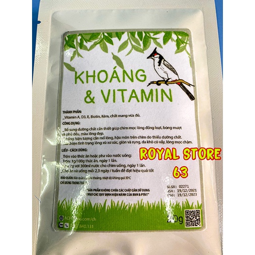 Khoáng chất và Vitamin Dành Cho Chim Cảnh 20g Mượt lông Acpharno