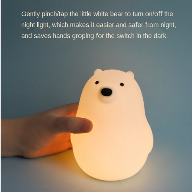 Đèn ngủ hình gấu Bắc Cực đáng yêu có thể sạc lại USB
