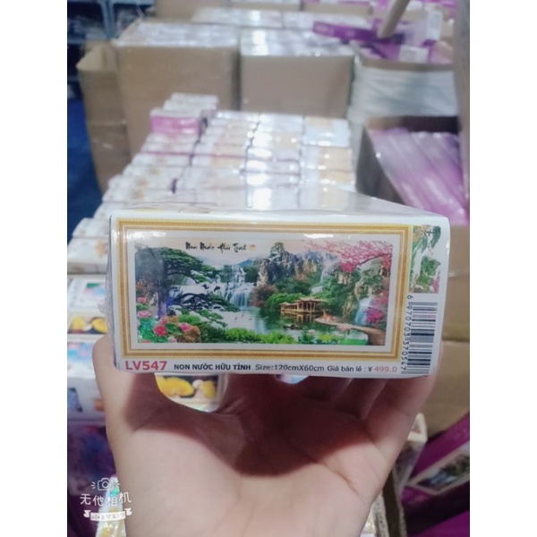 Tranh đính đá phong cảnh Non nước hữu tình KT:1m2x60cm-1m60x75cm