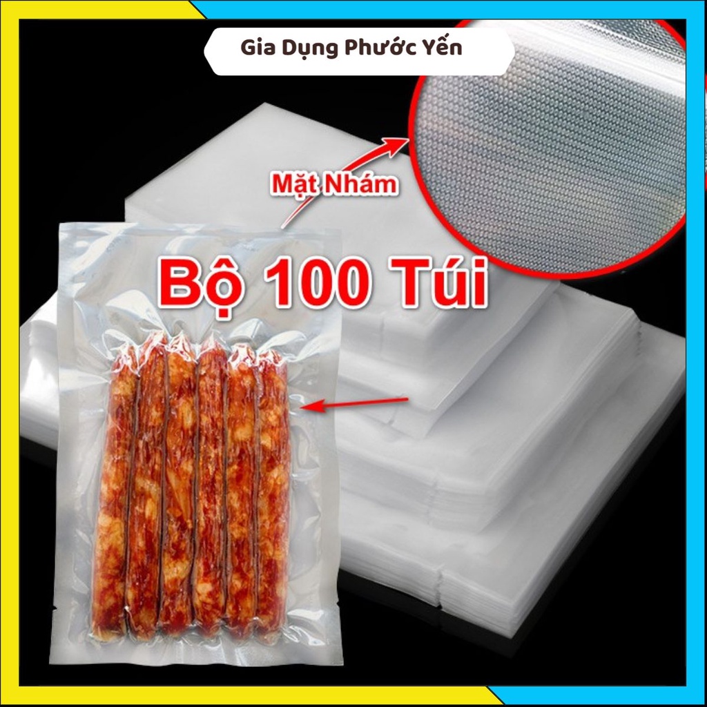 Set 100 Túi hút chân không thực phẩm một mặt nhám