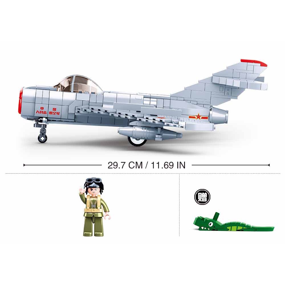 ๑ Khối Lego Lắp Ráp Máy Bay Quân Đội Đồ Chơi Giáo Dục Bé Trai 0983 Mig-15 Bis