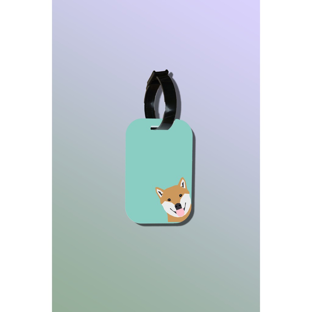 Tag hành lý loại thẻ hành lý làm bằng gỗ ép cán nhựa cao cấp in hình thú cưng Pet Lovers - Peek a poo Shiba