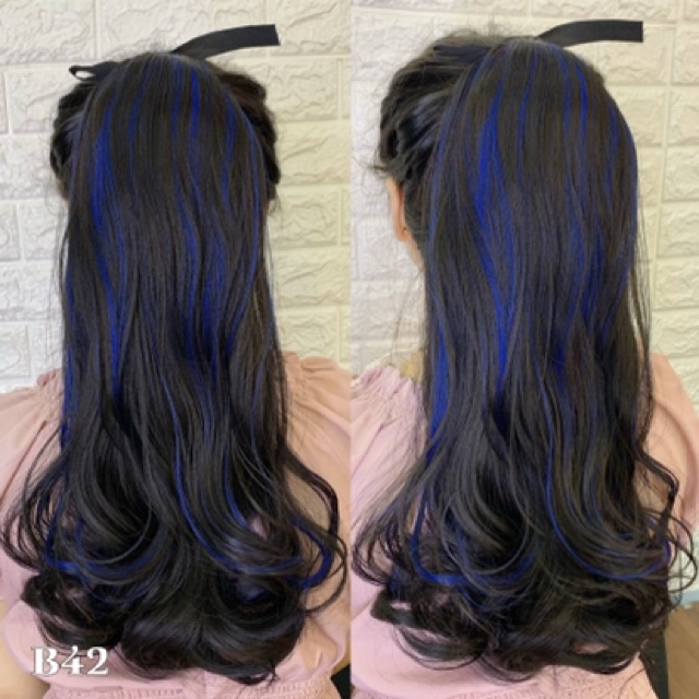 <Ảnh Thật + Kèm Clip> Tóc buộc xoăn line xanh