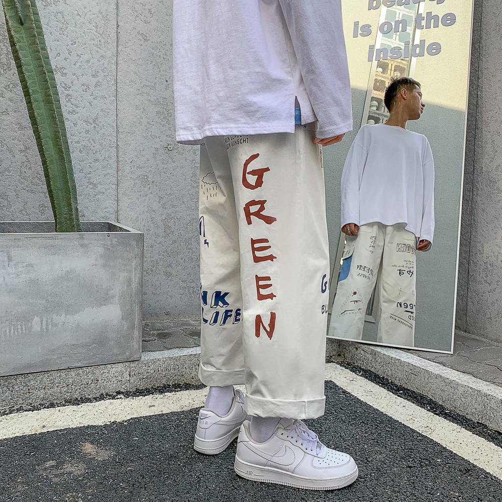 Quần dài ống rộng phong cách Âu Mỹ cá tính cho nam | BigBuy360 - bigbuy360.vn