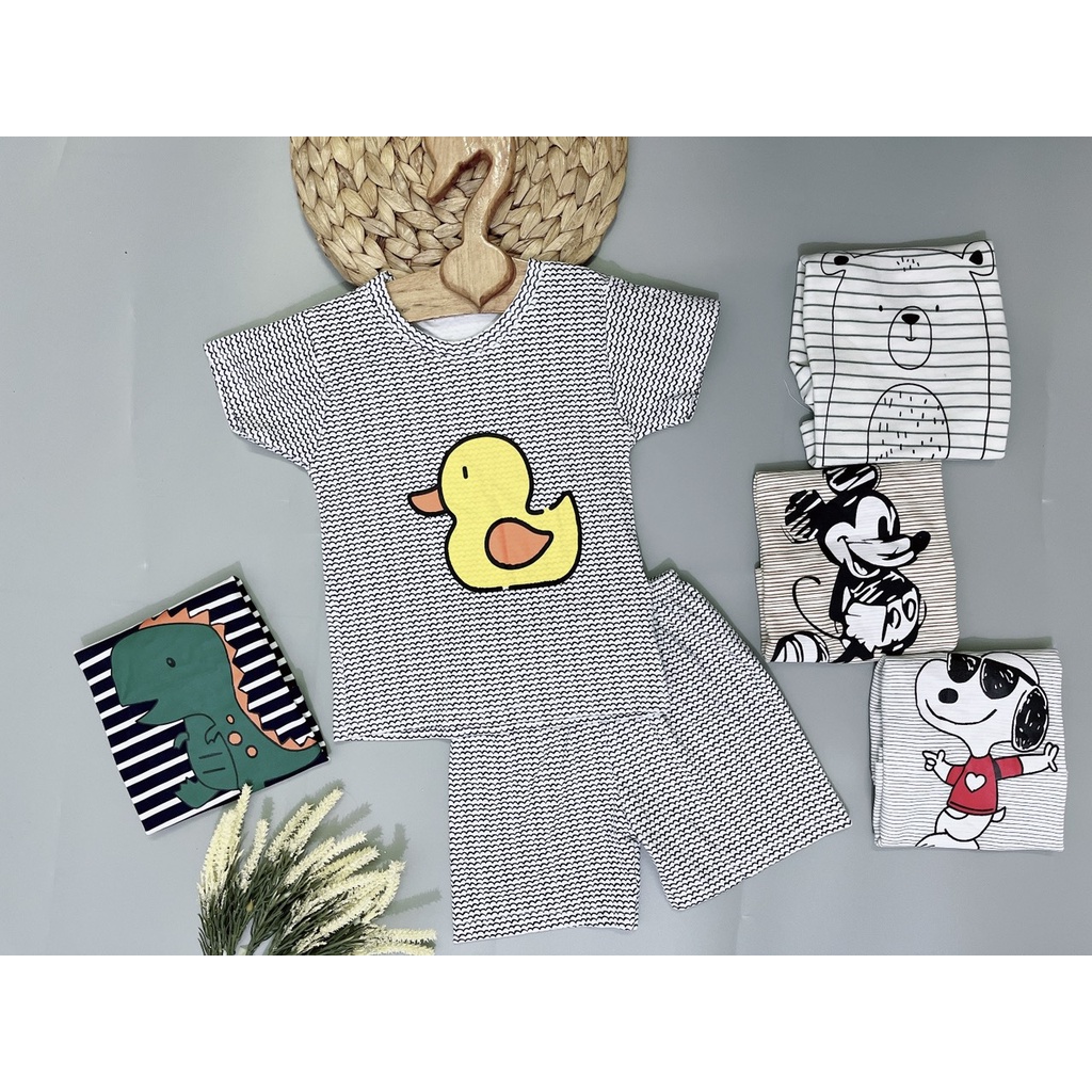 đồ bộ cotton minky kẻ sọc cao cấp cho bé trai_bé gái(size 5-28kg)