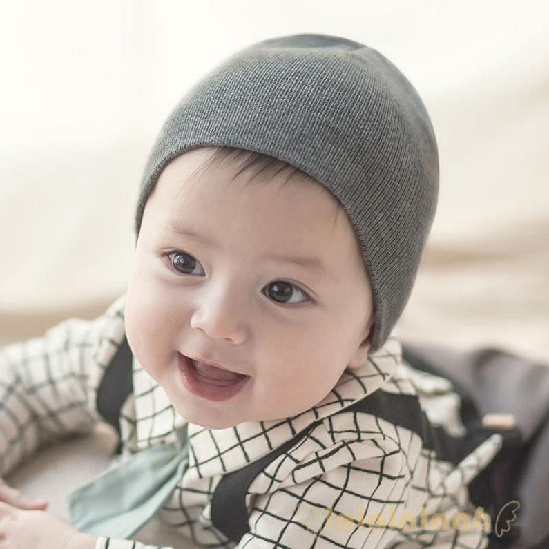 Mũ beanie trùm đầu tránh gió cho bé - Mũ beani trùm đầu màu trơn ấm áp xinh xắn cho bé