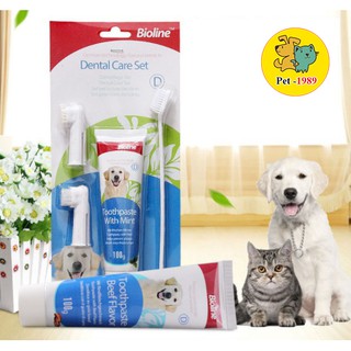 sản phẩm bàn chải + kem đánh răng Bioline dành riêng cho chó Pet - 1989